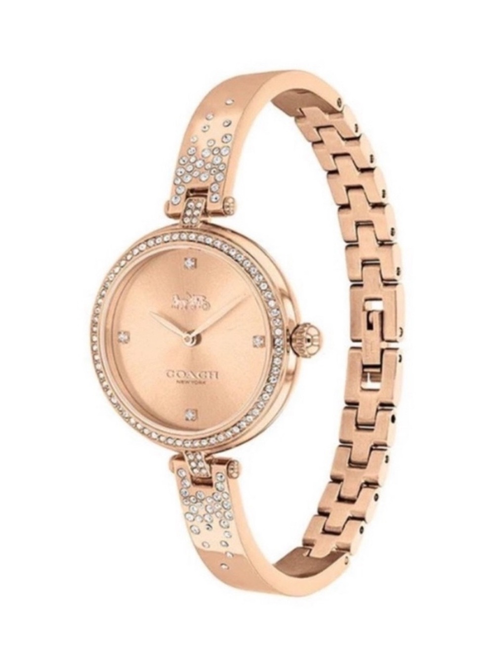 COACH Women's Rose Gold Crystal Accent Bracelet Watch